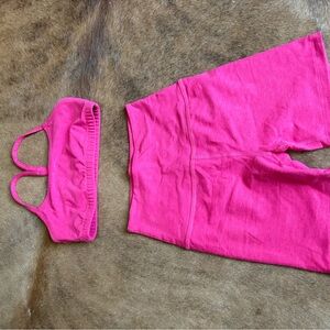 Beyond Yoga Pink Sports Bra and Shorts Set